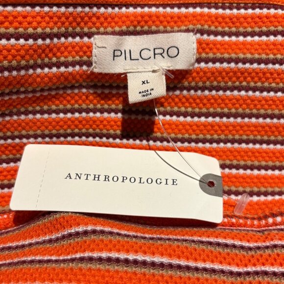 Pilcro Anthropologie High Tide Halter Slim Midi Dress Size XL Orange Stripe - Picture 5 of 6